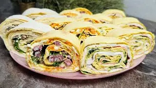 Топ 3 лучших! Лаваш с начинкой Крабовый|Шпротный|Закусочный| За 5 минут!Лаваш с крабовыми палочками