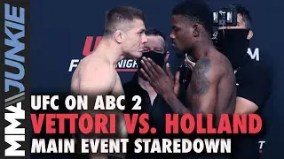 Marvin Vettori vs. Kevin Holland intense faceoff | UFC on ABC 2 staredown