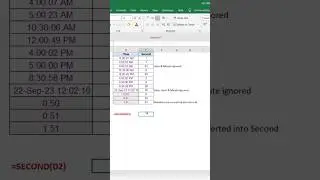 SECOND Function in Excel | #shorts | #kallanaiyt