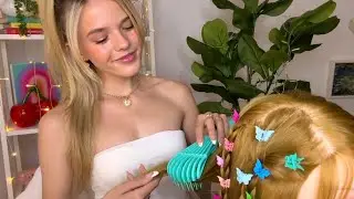 ASMR 1h Big Sis Hair Play 🍒💫 (hair brushing, braiding, clips, etc)