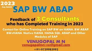 BW ABAP Course Feedback by 3 Consultants Sep 2023