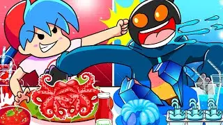 Red vs Blue Food Challenge vs Boyfriend X Whitty | Friday Night Funkin Animation Mukbang