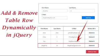 Add and Remove HTML Table Row Dynamically in JQuery | Add Table Row | Remove Table Row