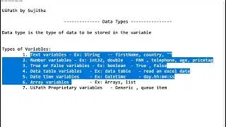 Data Types in UiPath Studio | Types of Variables | How to know the datatype while creating variable