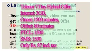 Telenor _ 7 _ Day _ Hybrid _ Offer _ Onnet _1500minutes _ 3GB _ Internet _ Only _ Rs 87 incl. tax