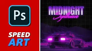 Midnight Synthwave | Speed Art (Photoshop) | Datsun 240Z in Retro 80's Cyberpunk Style