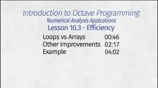 Octave Programming Lesson 10.3 - Efficiency