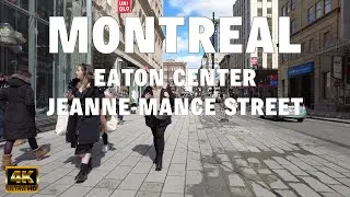 [4K] 🇨🇦 Montréal, CANADA - Walking from Eaton Center to Jeanne-Mance street