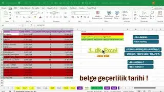 Excel 1 Dakika - belge geçerlilik sürelerini takibi