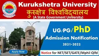 PhD Admission 2021 in Kurukshetra University | Kurukshetra University PhD Admission 2021 Notice