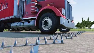 Truck vs Spikes Trap|Cars vs Spikes Trap|Bus vs Spike Strip - Beamng Drive #5