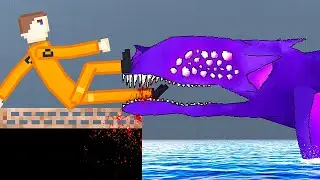 Feeding RAGDOLLS to AI Monsters - People Playground Gameplay