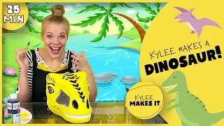 Kylee Makes a Dinosaur! | DIY Fossil Dig, How to Make a Scratch Board, Mask, and other Dino Art!