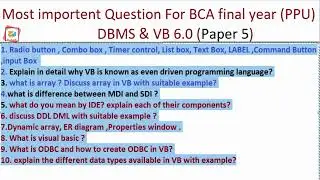 BCA 3rd year repeat most important questions For final year student (Paper 5) _PPU and MU_