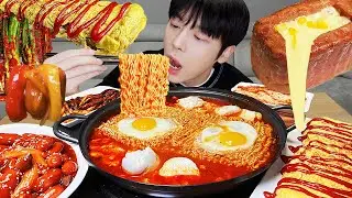 MUKBANG ASMR | KOREAN FIRE NOODLES & FRIED EGG SPAM & mushroom, Kimchi ! KOREAN FOODS