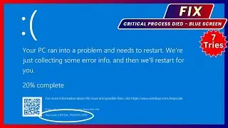 How to Fix Critical Process Died • Your PC ran into a problem Blue Screen Error • Windows 10 and 11