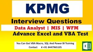 KPMG Interview Question | Excel Test | VBA Test| For Data Analyst | WFM | MIS Executive |