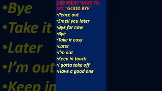 Different ways to say Good Bye