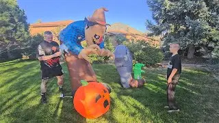 Unboxing 2 New Halloween Inflatables! Animated Scarecrow and Gravestone