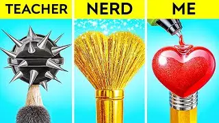 STUDENT VS TEACHER ART CHALLENGE! Easy School Hacks by 123 GO!