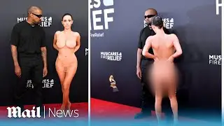 Naked Bianca Censori wears see through dress to the 2025 Grammys
