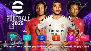 eFOOTBALL PES 2025 PPSSPP CAMERA PS5 ANDROID OFFLINE NEW KITS 2024/25 REAL FACES & LATEST TRANSFERS