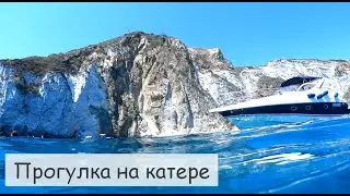 Прогулка на катере в Италии. Купание в открытом море. Подводный мир. Тирренское море. Остров Понца