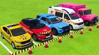 ALL POLICE CARS & AMBULANCE EMERGENCY VEHICLES TRANSPORTING WITH SCANIA TRUCKS! Farming Simulator 22