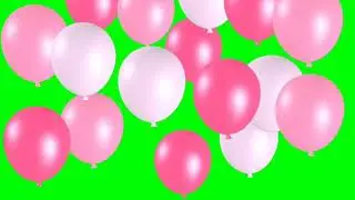 Green Screen Pinks Raising Balloons