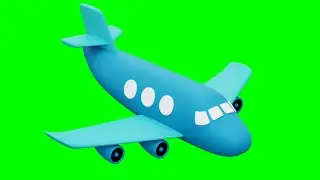 Green Screen Cartoon Airplane , Cartoon Plane _ animation