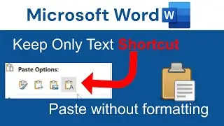 Paste Text Only Shortcut in MS Word