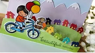 Lawn Fawn | Little Town Pop Up Birthday Card