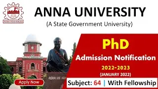 PhD Admission 2021 in Anna University | Anna University PhD Admission Notice 2021 | PhD 2022