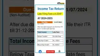 Income Tax return late fees u/s 234F | Late fees u/s 234F Income Tax | ITR filing late fees 2024-25