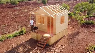 Building a Tiny Wooden House / Off Grid Log Cabin / Part 2