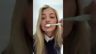girl brushes teeth