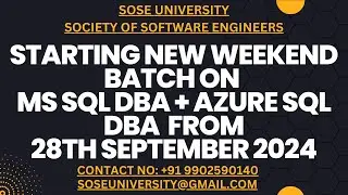 Starting New Batch on MS Sql DBA & Azure Sql DBA from 28th September 2024 || Call +91 9902590140