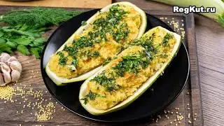 Squash boats with millet porridge are a delicious vegetarian recipe. Stuffed zucchini in the oven
