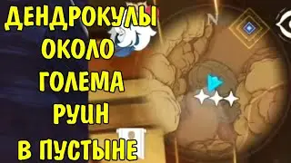 Дендрокулы около голема руин в пустыне Genshin Impact
