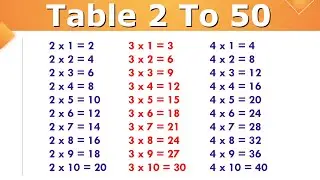 2 se lekar 50 Tak pahada || Table Of 2 To 50 || 2 to 50 Table || Multipliction table 2 to 50