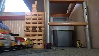 LEGO 7939 Train Crash Into Large JENGA Tower
