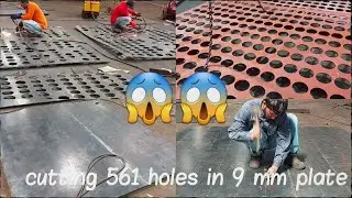 #short #tech #youtubershorts desi welder دیسی ویلڈر۔ cutting 561 holes in plate 9mm 😱😱