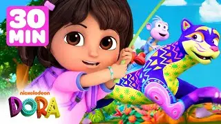 BRAND NEW Dora Action Packed Marathon! 🐆 30 Minute Compilation | Dora & Friends