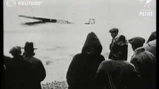 The Trans-Atlantic Flight of America / Commander Byrd ditches into sea at Ver-Sur-Mer (1927)