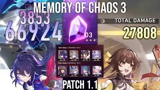 1.1 Memory of Chaos 3 Full Star! E1 Seele & E0 Sushang - 0 Turn Top Half [Honkai Star Rail]