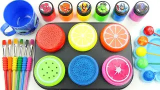 Satisfying Video l How to make Rainbow Lollipop Candy Sticks FROM PlayDoh Fruit FORM Color PaintASMR