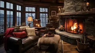 Winter Wonderland Cabin Retreat - Cozy Fireplace & Gentle Snowfall Ambience Sounds | Resting Area