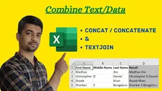 TEXTJOIN |CONCATENATE | & | Merge data from 2 cells | Combine text/data | Excel | Excel Tutorial