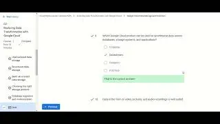 02 Exploring Data Transformation with Google Cloud QUIZ PART 2 2024