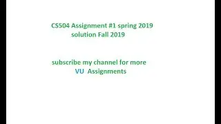 cs504 Assignment #1 spring 2019